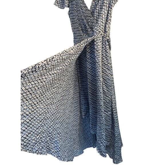 DKNY Womens Blue Wrap Dress Size 10 NWT Flutter Sleeve $129 8974 - Picture 8 of 15